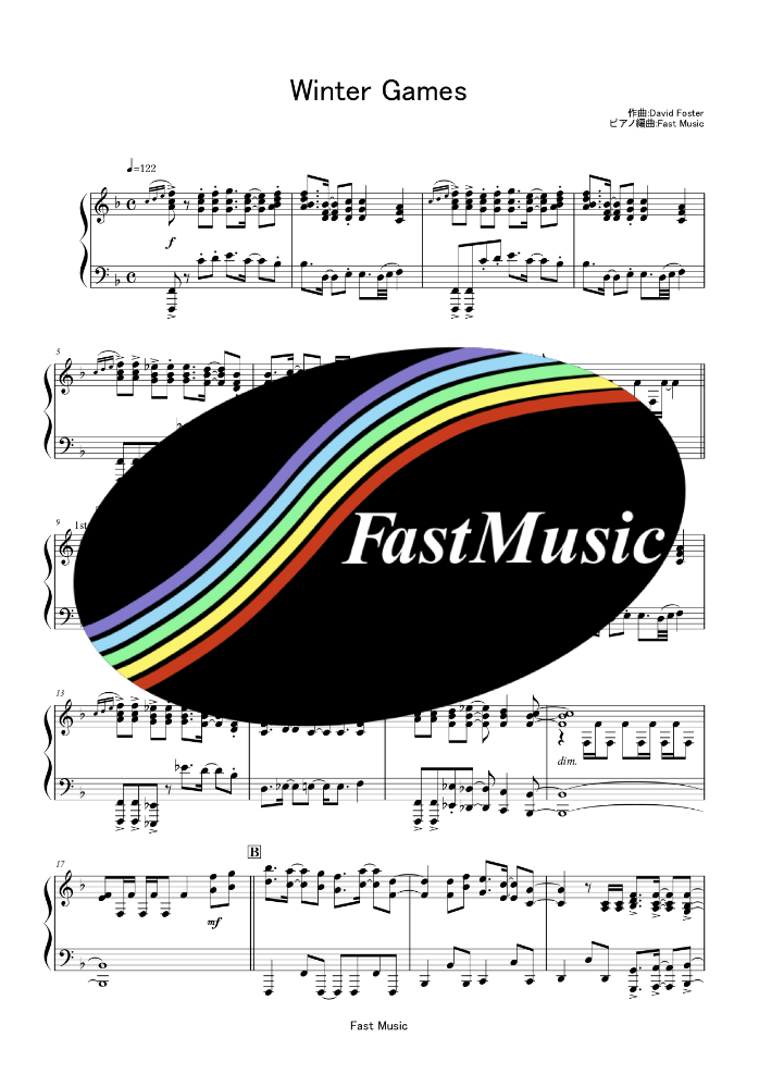 David Foster Winter Games  Piano Solo sheet music [Advanced] & Melody [FastMusic]