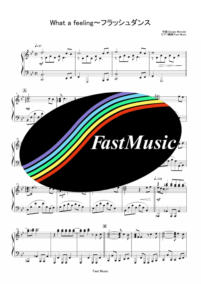 Irene Cara Flashdance... What a Feeling  Piano Solo sheet music & Melody [FastMusic]